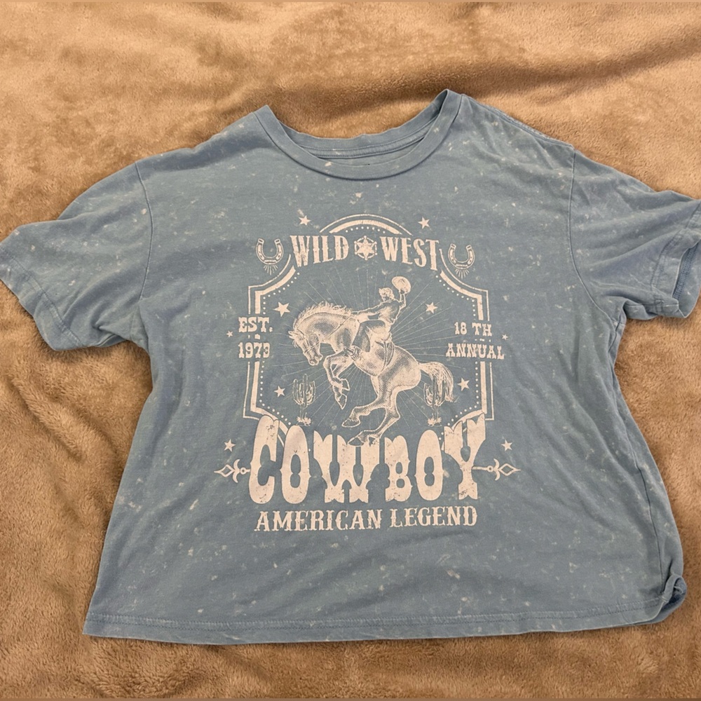 Rebellious One Light Blue Cowboy Graphic Tee